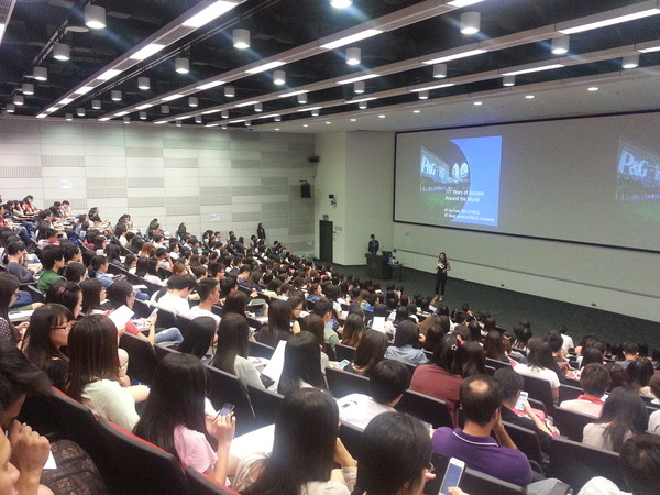 Students attending career talk